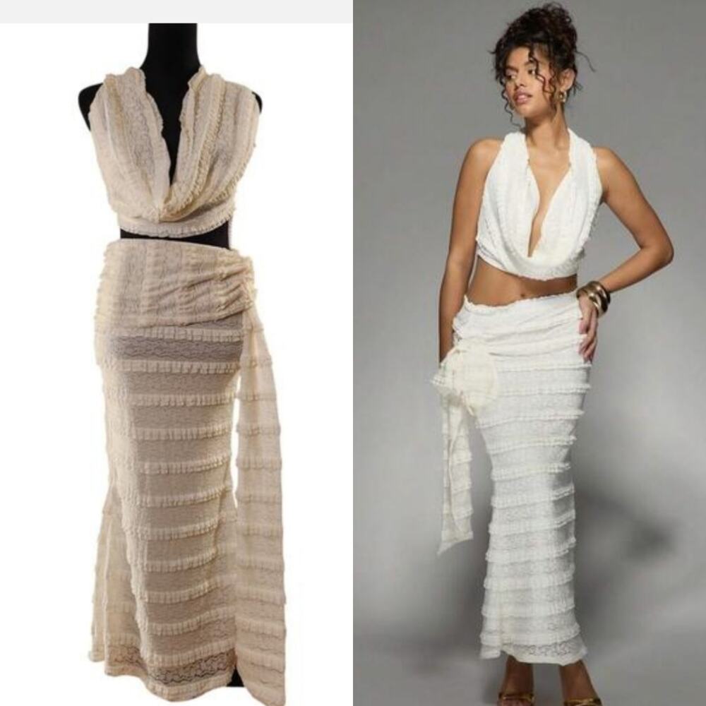MISSGUIDED NWT Lace Tiered Ruffle Two-Piece Outfit, Size Small